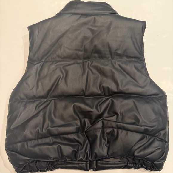 Ambiance Black Quilted Puffer Vest with High Collar Edgy Chic Size L - Picture 3 of 6